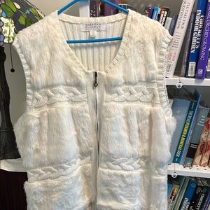 American Glamour Ivory Faux Fur Vest